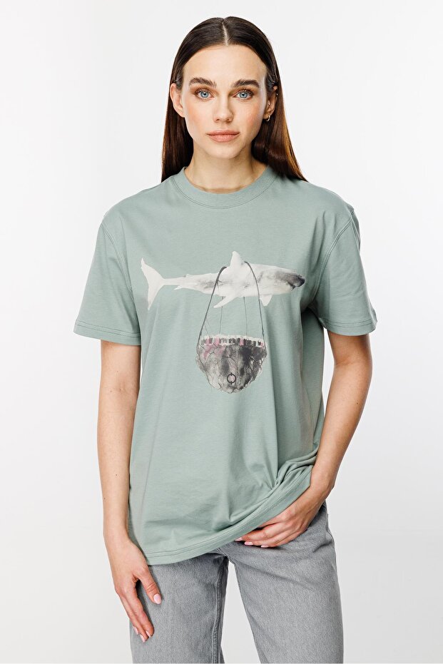 Shark Flys Regular Tshirt - Mint Yeşili - 7