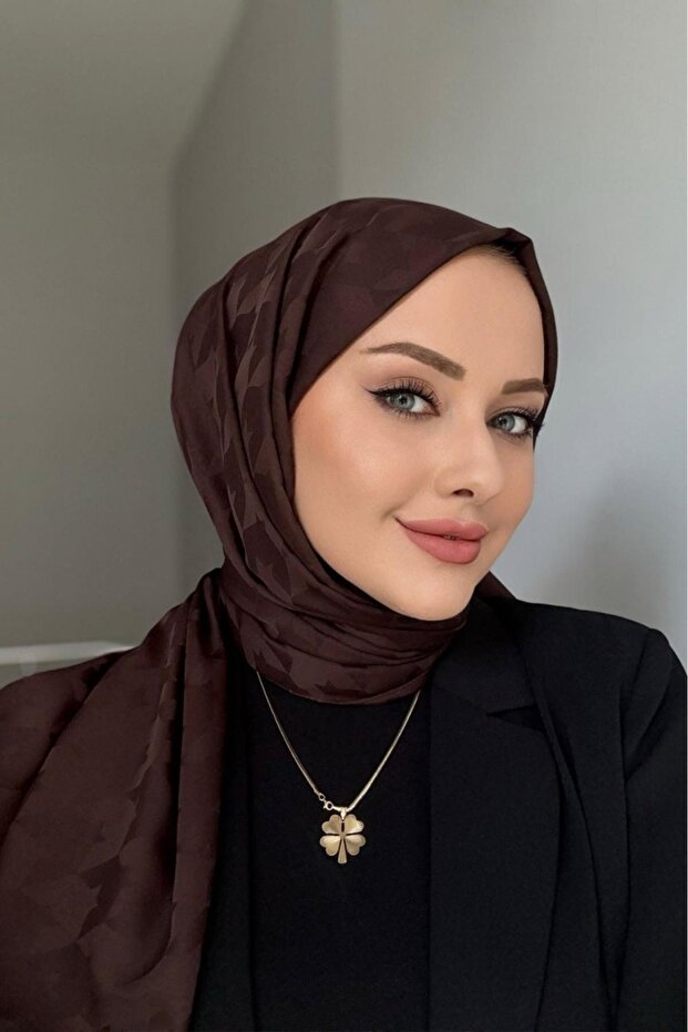 Women's Hijab Silky Jacquard Houndstooth Shawl