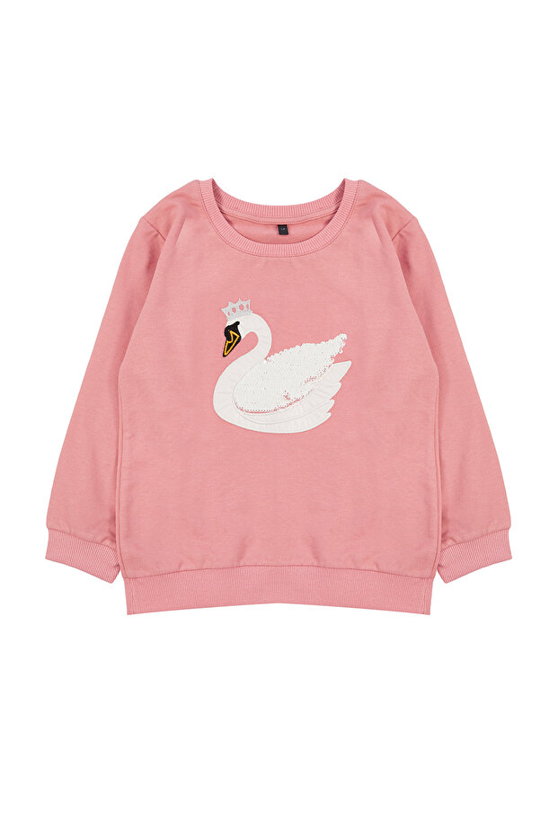 Salmon Animal Printed Knitted Sweatshirt Tkdaw25Sw00001