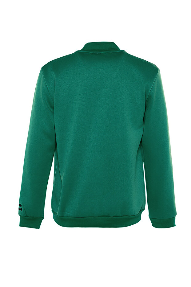 Yeşil Regular/Normal Kesim Balıkçı Yaka İçi Polar/Sıcak Tutan Nakışlı SweatshirtTMNAW22SW0718 - 8