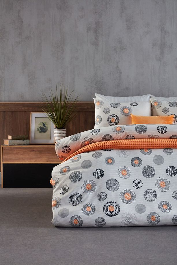 Polycotton Pamuklu Nevresim Takımı Cosmos Tek King Size - Gri - 1