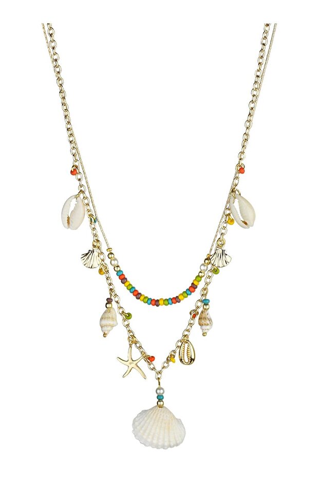 Sea Objects Bead Necklace - Double Cord - 1
