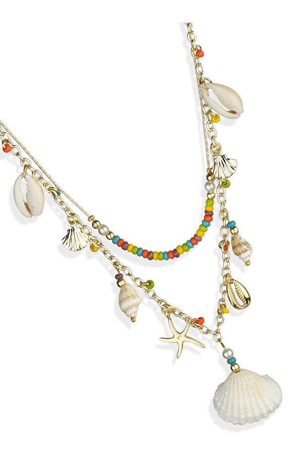 Sea Objects Bead Necklace - Double Cord - 3