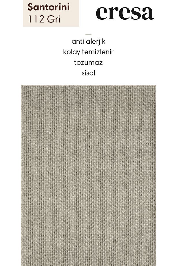 Santorini 112 Gri Hasır Doku Minimalist Modern Mutfak Koridor Oturma Salon Yatak Çocuk Odası Halısı - 2