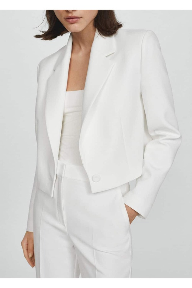 Düğmeli kısa blazer ceket - 7