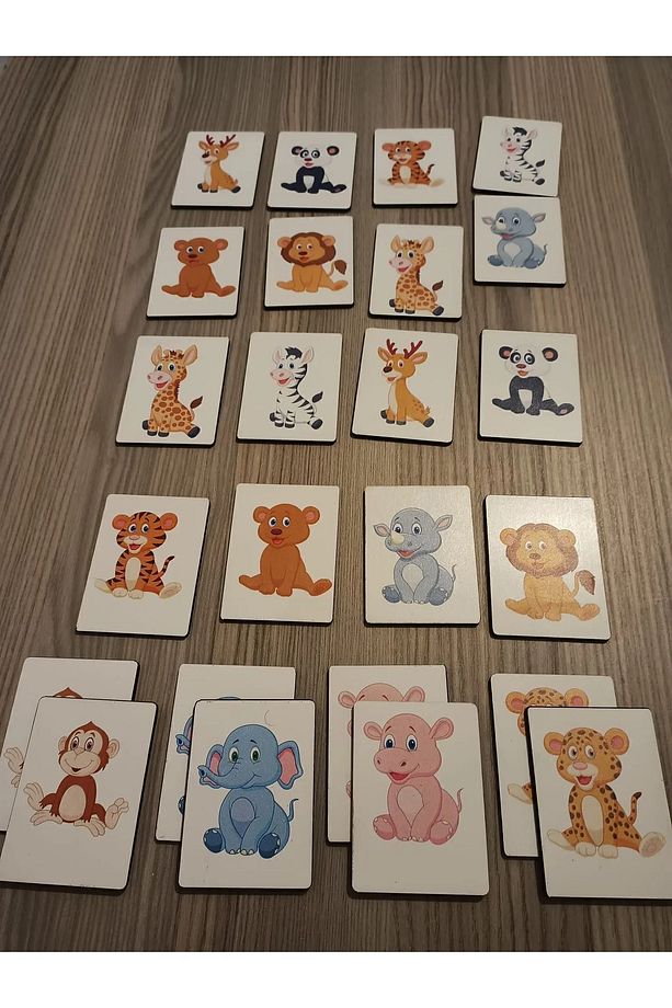 Ahşap Zeka Kartları Eşleştirme Oyunu Ahşap PuzzleOyuncak (Sevimli Hayvanlar) - 4