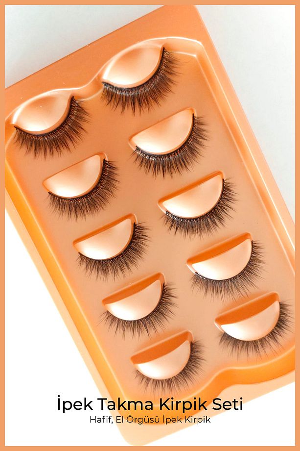 4D Doğal İpek Takma Kirpik - Kirpik Yapıştırıcı + Eyeliner - Takma Kirpikler Set - 3