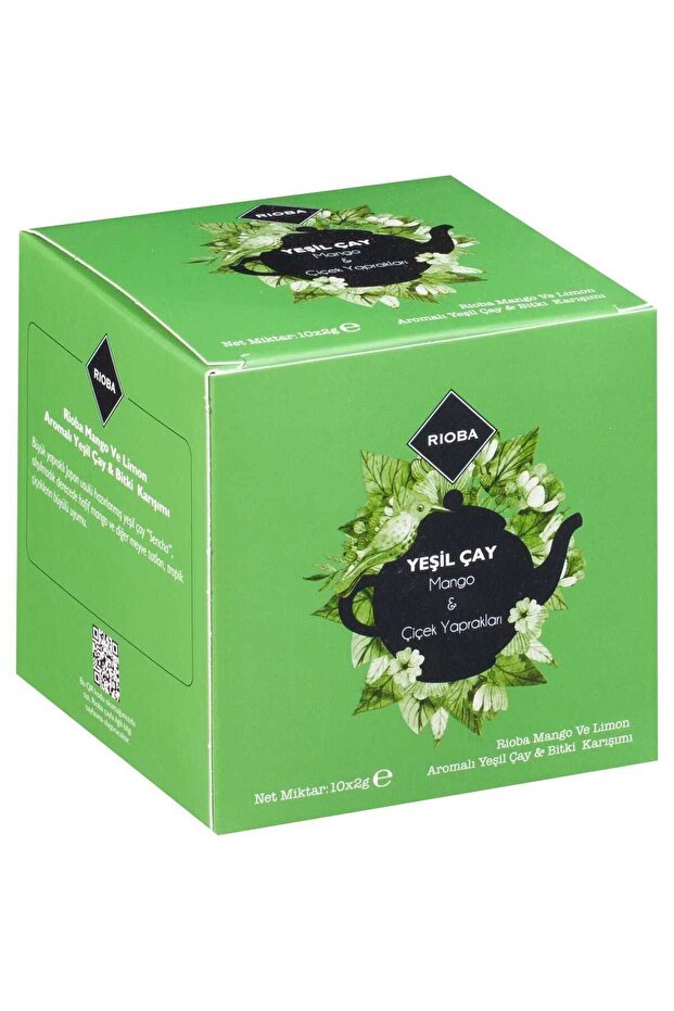 Rıoba Green Tea Bag 10pcs Mango&Flower 2G Cafe Cafeteria Tea Maker Shake Chat Chat Healing