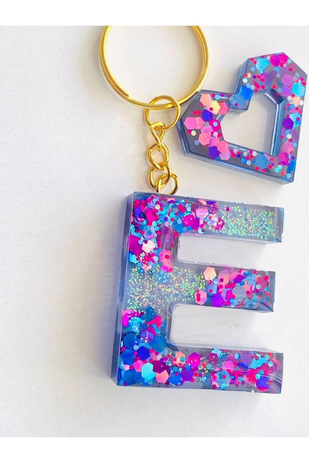 Glitter Letter E - Gift Keychain Mixed Set - 2