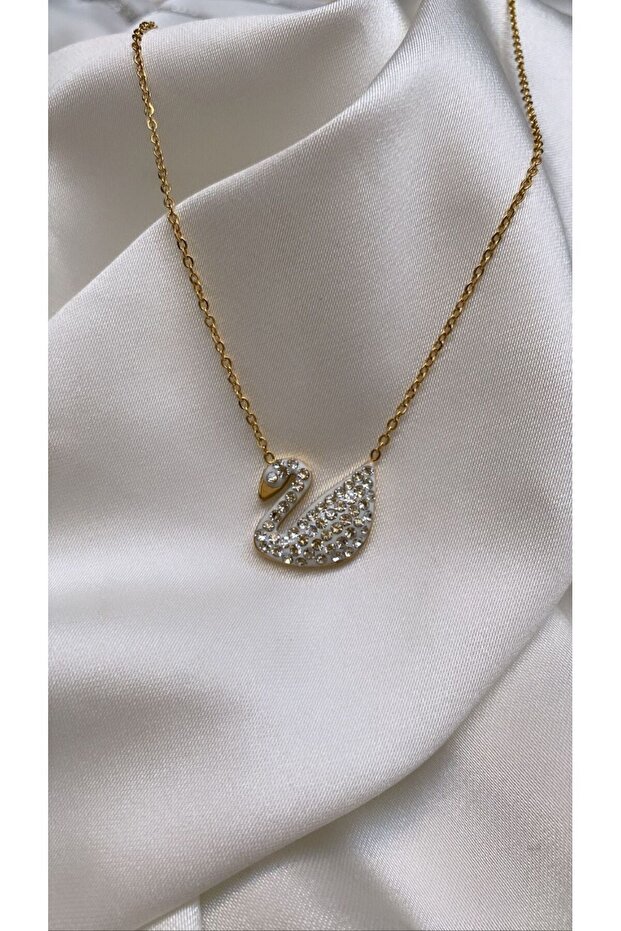 Kuğulu Çelik Kolye - 2