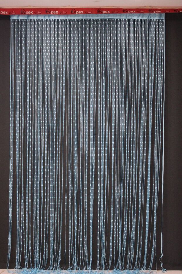 İp Perde Mavi Desenli - 1