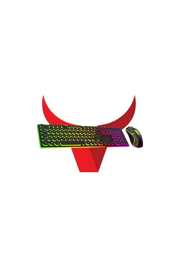 Kablolu Usb Daktilo Klavye Mouse Set Led Işıklı Rainbow Aydınlatmalı Klavye Mause BKB-8 - 2