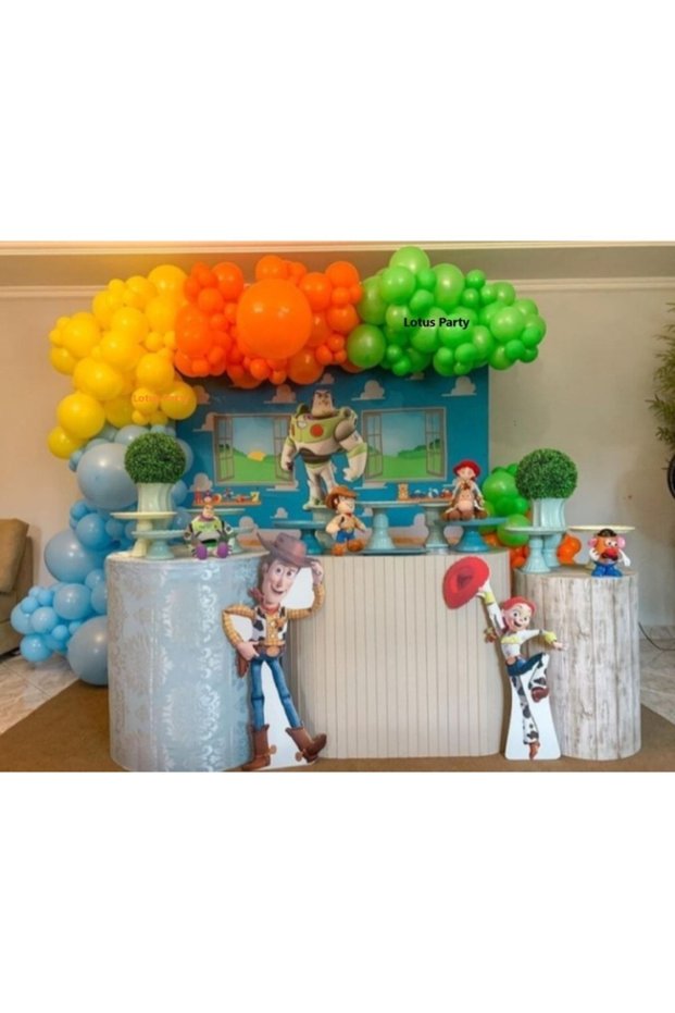 100 Pieces - Toy Story Concept Blue - Orange - Green - Yellow Balloon Chain Set