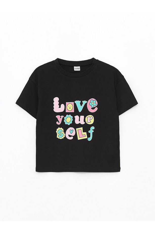 LCW Kids Bisiklet Yaka Baskılı Kısa Kollu Kız Çocuk Şortlu Pijama Takımı - 2