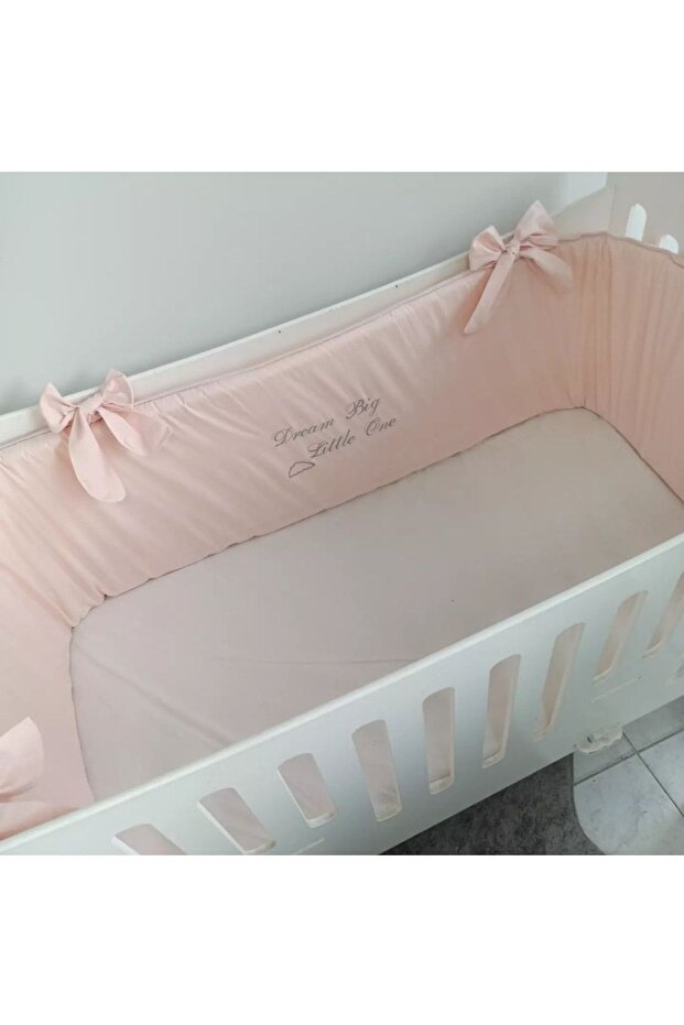 Ege Home Dream Big Little One Embroidered Padded Crib Side Protector Powder Pink