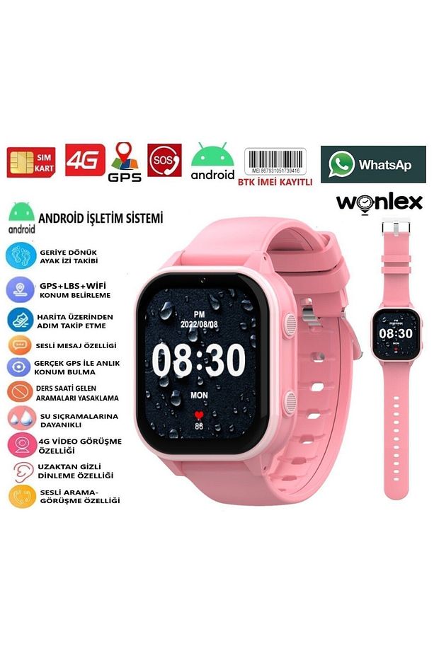 4g Sim Kartlı Gps'li Kt19 Pro Android Çocuk Saati (whatsaap-wifi-imei Kayıtlı-hızlı ) 2024model - 1