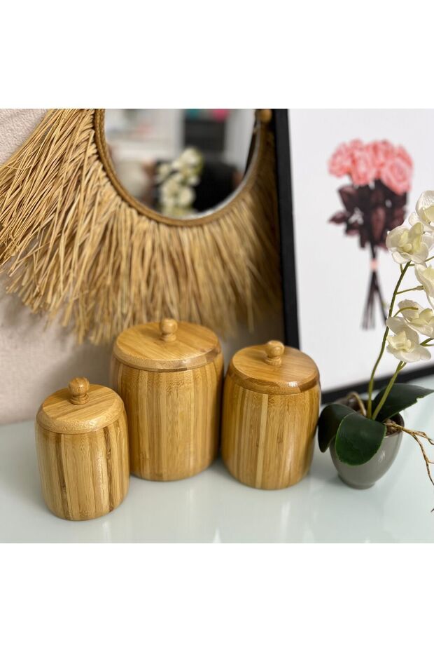 3'lü Bambu Kavanoz Seti - 1