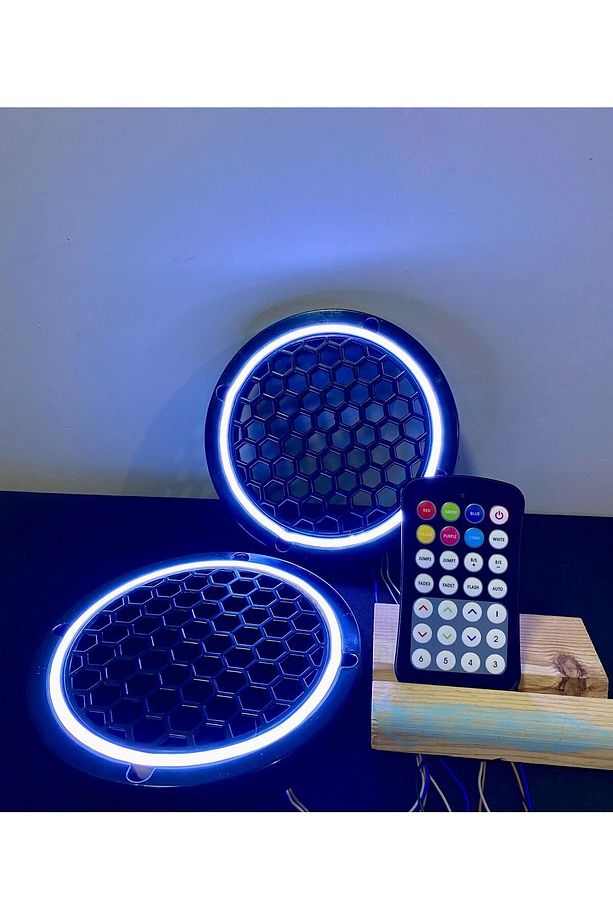 1 Takım 16 cm (2 ADET) Noen RGB Led Midrange Kapağı Işıklı Midrange Hoparlör Kapağı  Kumanda Adaptör - 4