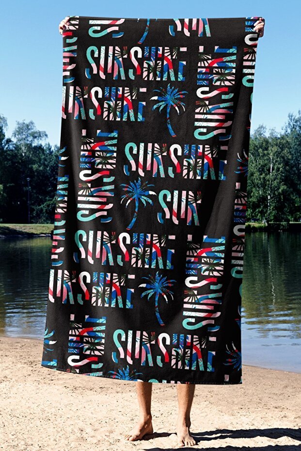 Sunshine Black Unisex Sea Bath Beach Towel