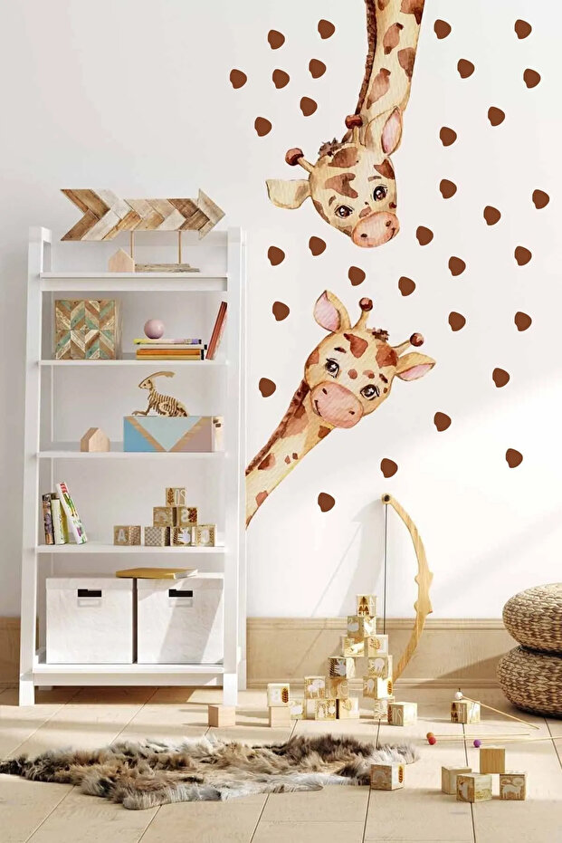 Safari World Giraffe Family Kids Room Wall Sticker