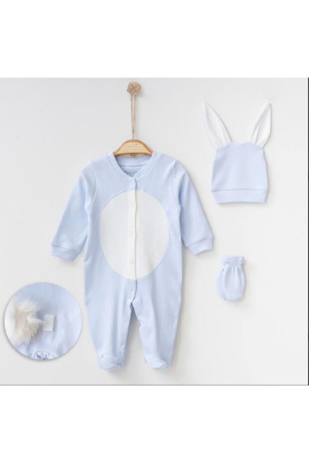 Gift Baby Rabbit Themed Three Set Jumpsuit with Pompoms
