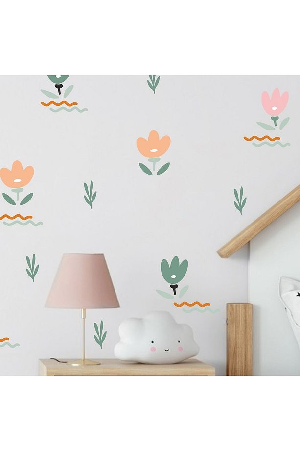Bohem Yabani Çiçekler Çocuk Odası Duvar Sticker - 6
