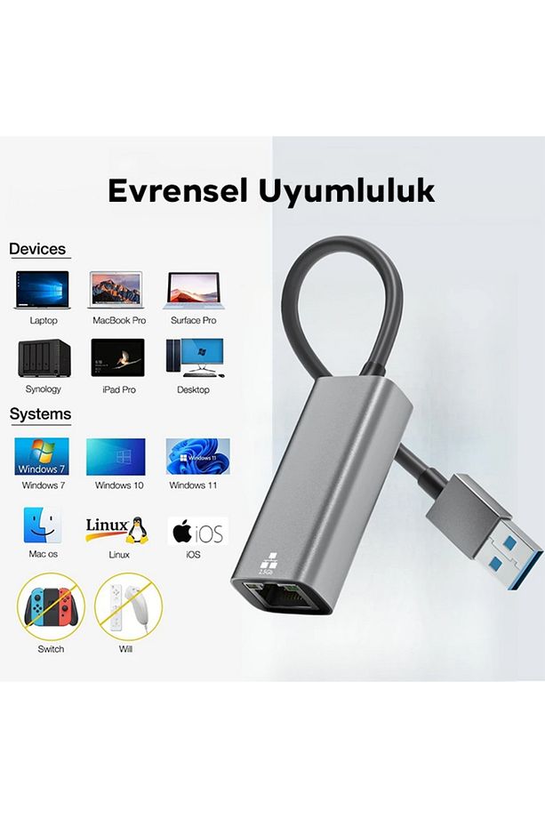 USB 3.0 to RJ 45 2.5 Gbps Ethernet kablosu SİYAH - 5