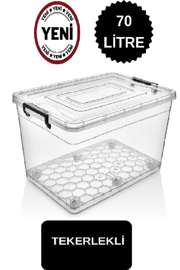 Tekerlekli Saklama Kabı 2 li set 50 Lt ve 70 Lt büyük boy Tekerlekli Saklama Kutusu depolama oyuncak - 6
