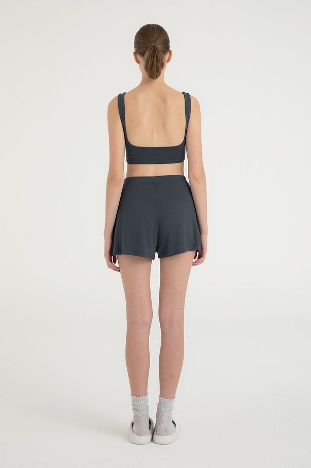Ultra Soft Lastikli Şort Füme - 4