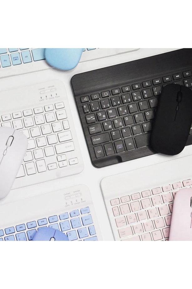 Bluetooth Kablosuz Klavye Ve Mouse Seti Kablosuz Klavye Renkli 150h Şarjlı - 3