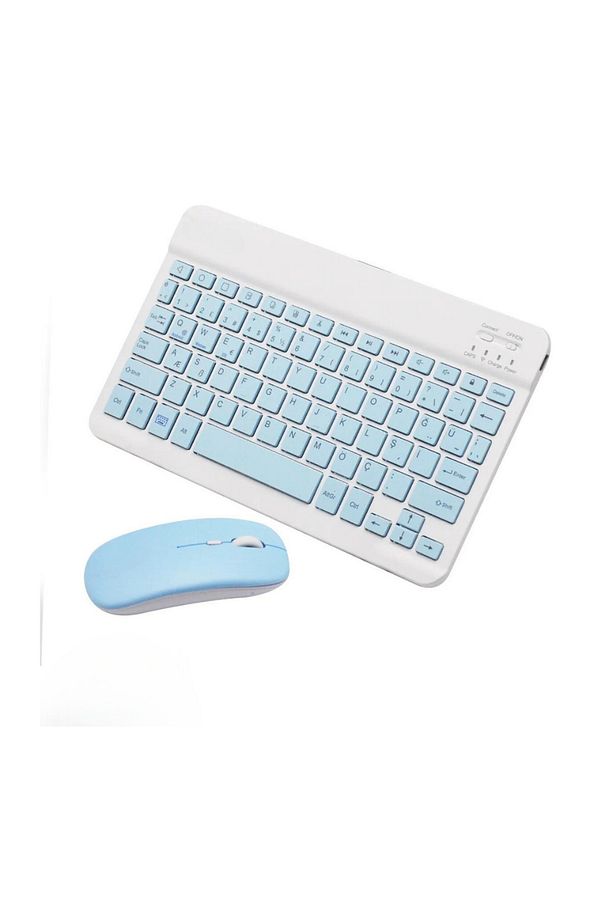 Bluetooth Kablosuz Klavye Ve Mouse Seti Kablosuz Klavye Renkli 150h Şarjlı - 1