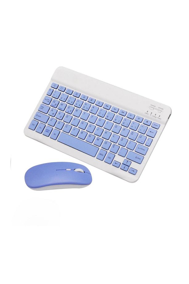 Bluetooth Kablosuz Klavye Ve Mouse Seti Kablosuz Klavye Renkli 150h Şarjlı - 1