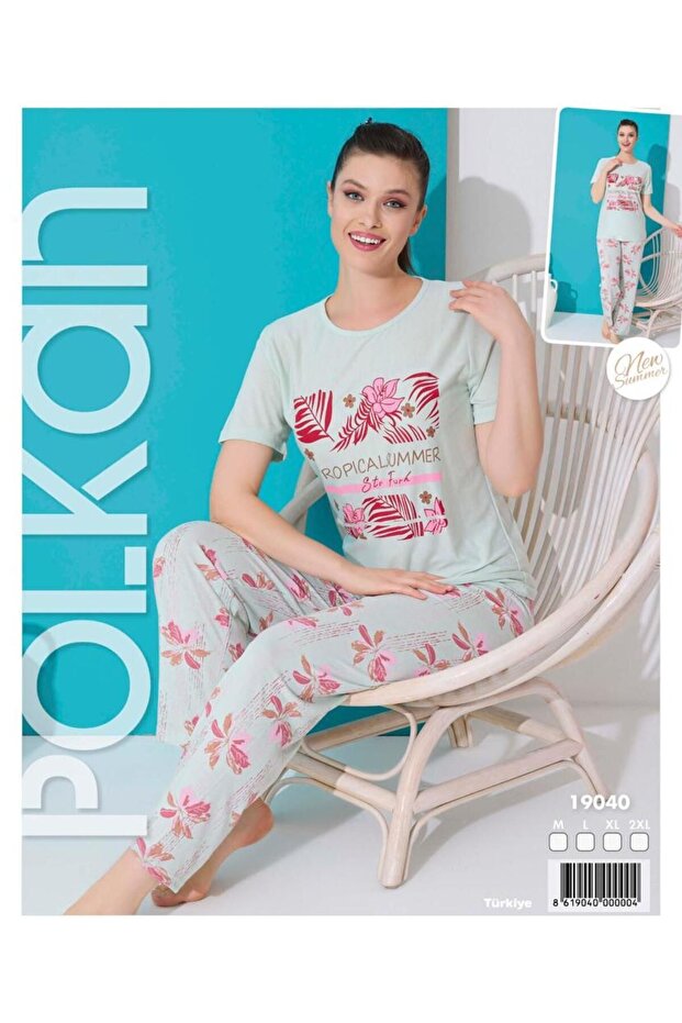 طقم بيجامة نصف كم بلون الكرز - 2