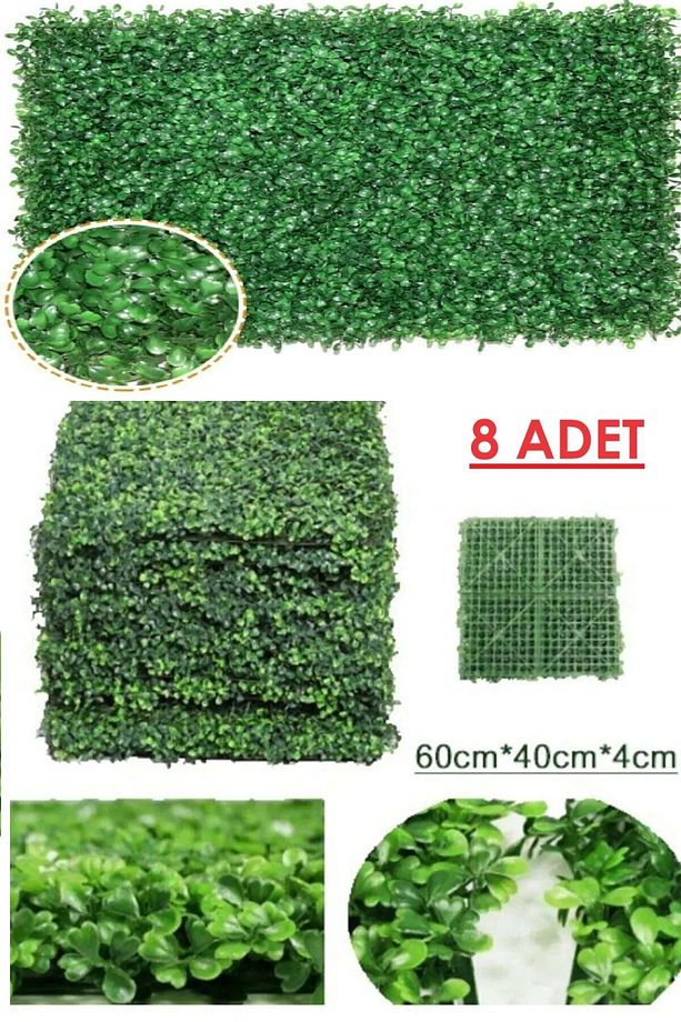 8 Ad. Duvar Dekoratif Yapay Bitki Duvar Kaplama Panel Şimşir Tabaka Botanik Dikey Bahçe Peyzaj Çiçek - 1