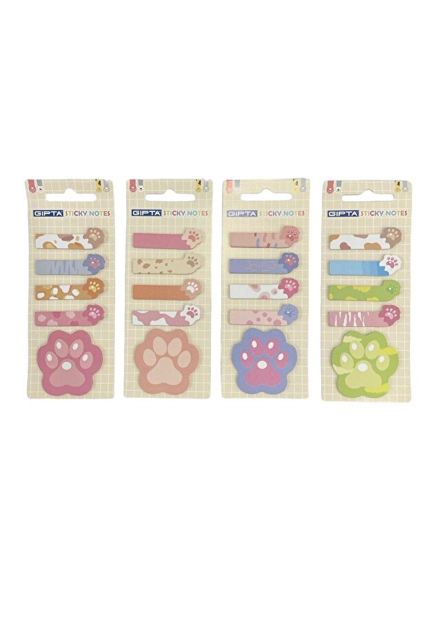 Set of 4 Paw Patterned and Adhesive Note Paper - 1