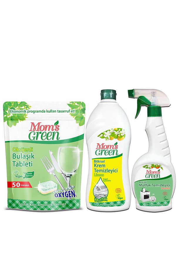 3'lü Set- 50'li Bulaşık Makinesi Tableti Krem Temizleyici Limon 750 ml Mutfak Sprey 750 ml - 1