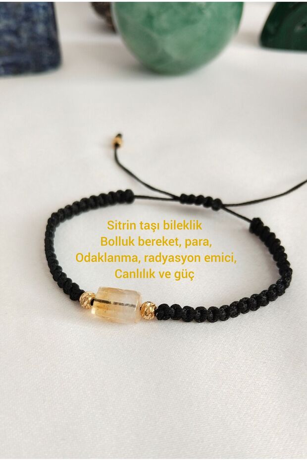 Certified Macrame Bracelet with Citrine Genuine Stone. Abundance Abundance