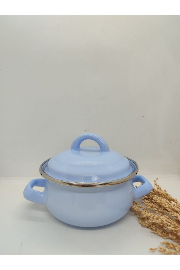 16 cm mini soft blue enamel baby food egg boiling pot