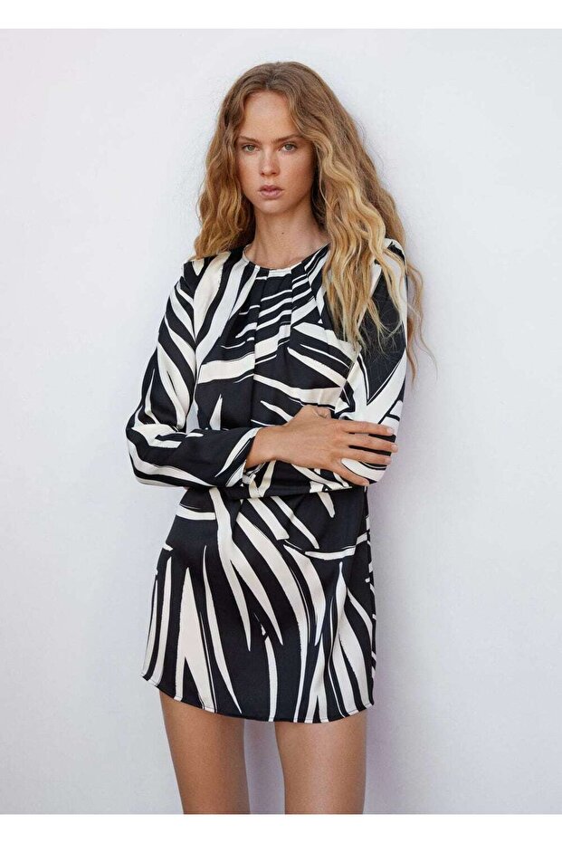 Desenli kısa elbise - 1