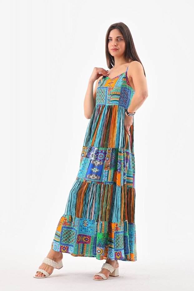 Rochie cu bretele patchwork - 4