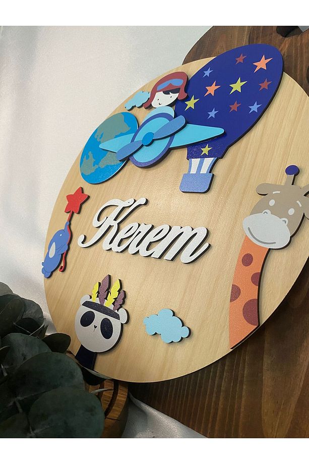 Erkek Bebek Ahşap Kapı Süsü - 4