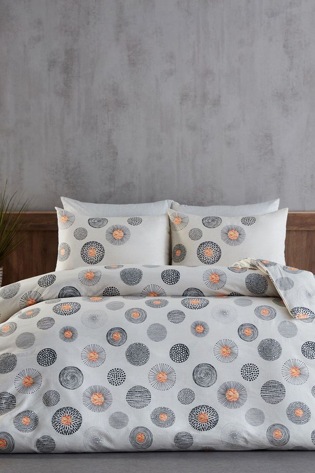 Polycotton Pamuklu Nevresim Takımı Cosmos Tek King Size - Gri - 5