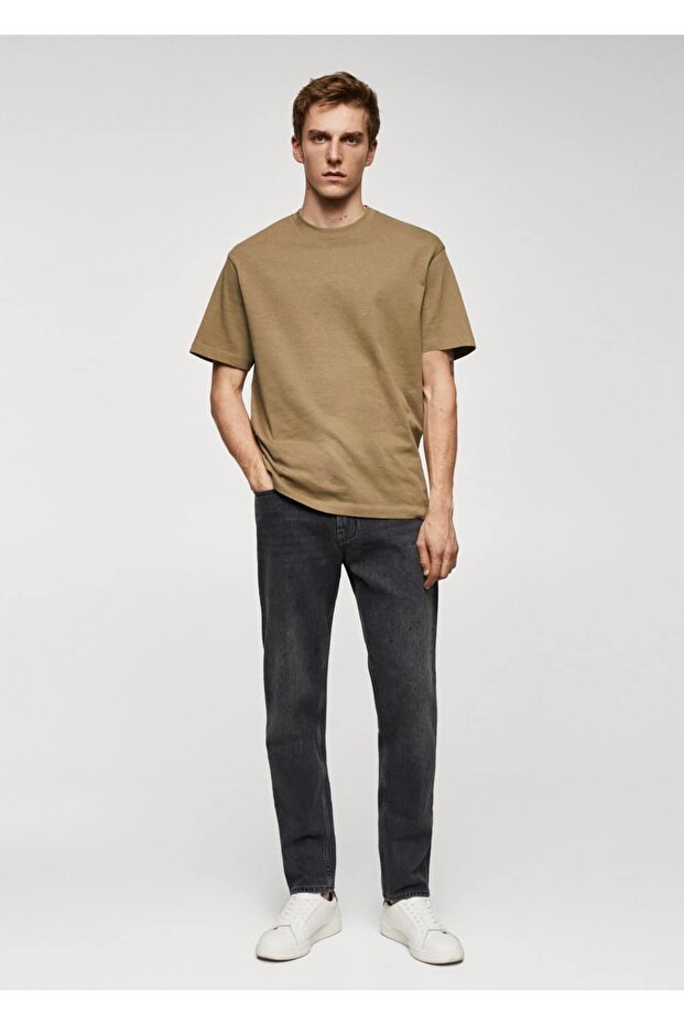 %100 pamuklu rahat kesim basic tişört - 2