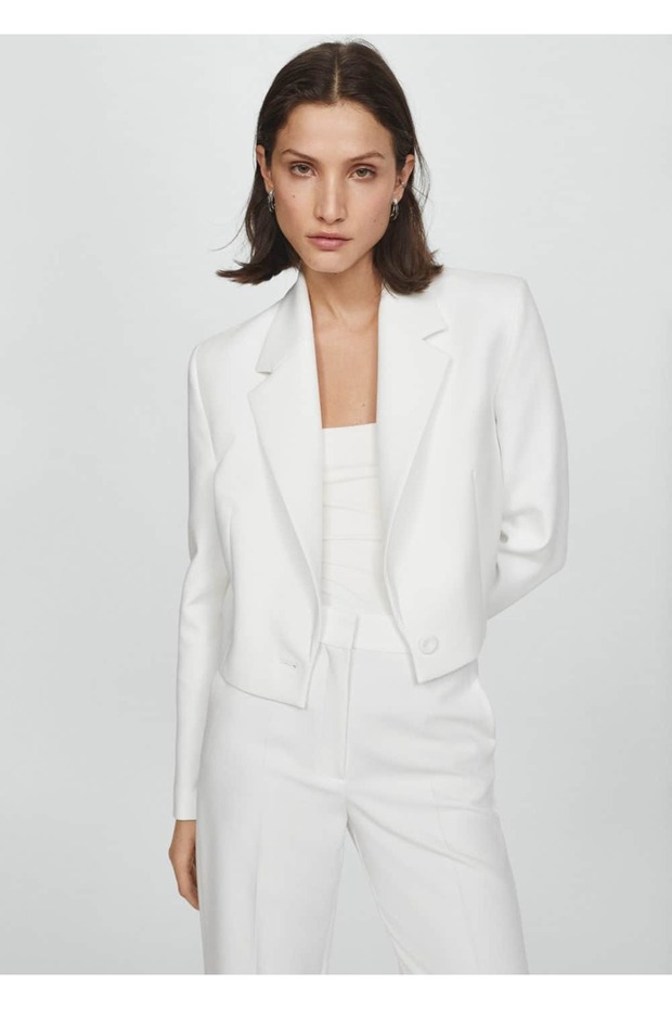 Düğmeli kısa blazer ceket - 1