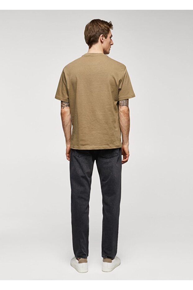 %100 pamuklu rahat kesim basic tişört - 4