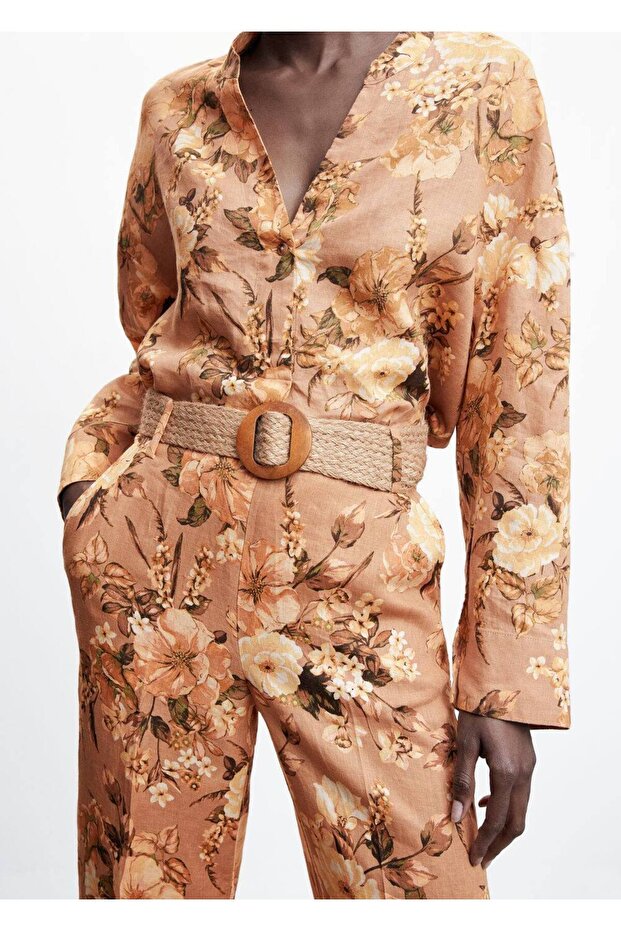 Leinenhose mit Blumenmuster - 8