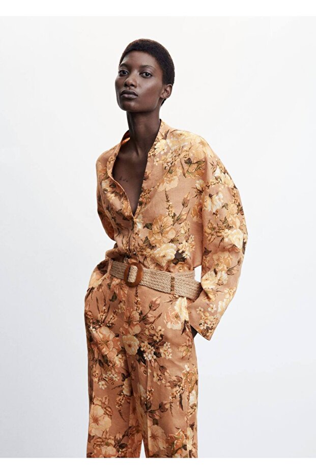 Leinenhose mit Blumenmuster - 6