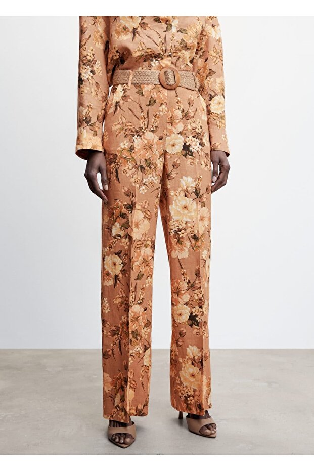 Leinenhose mit Blumenmuster - 1