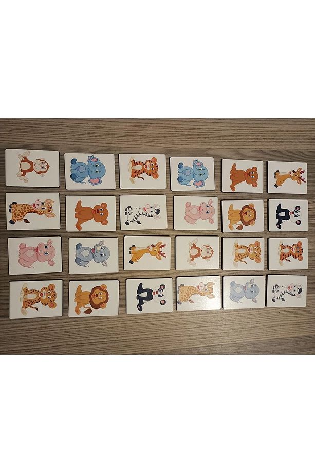 Ahşap Zeka Kartları Eşleştirme Oyunu Ahşap PuzzleOyuncak (Sevimli Hayvanlar) - 5
