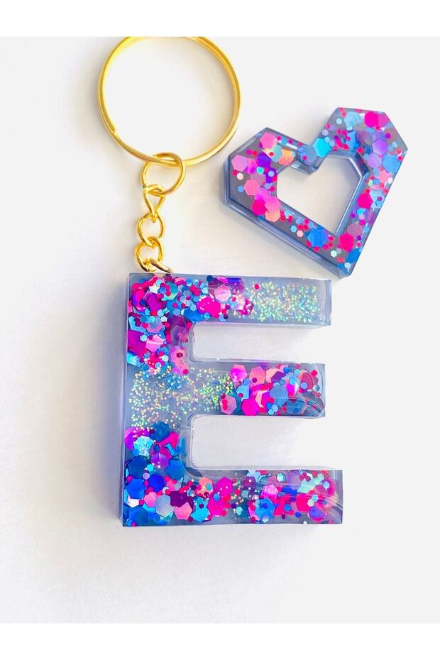Glitter Letter E - Gift Keychain Mixed Set - 5